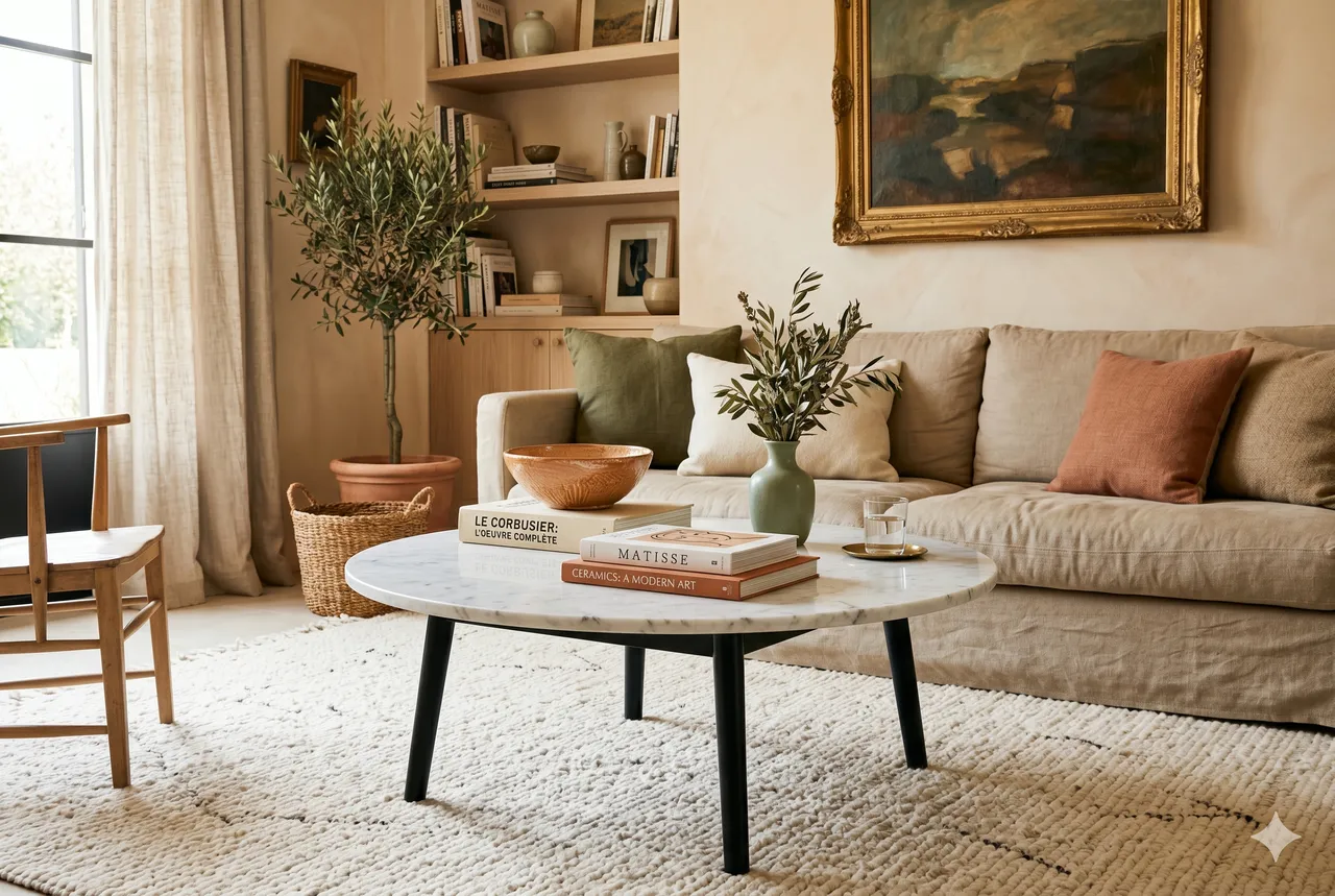 apres · table basse hackée Frosta avec plateau en marbre et pieds peints en noir